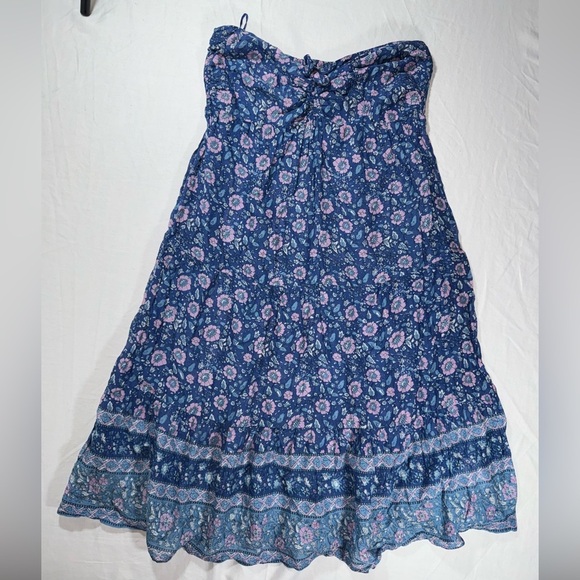 J. Crew Vintage Blue Floral Strapless Midi Dress size medium - Picture 1 of 8